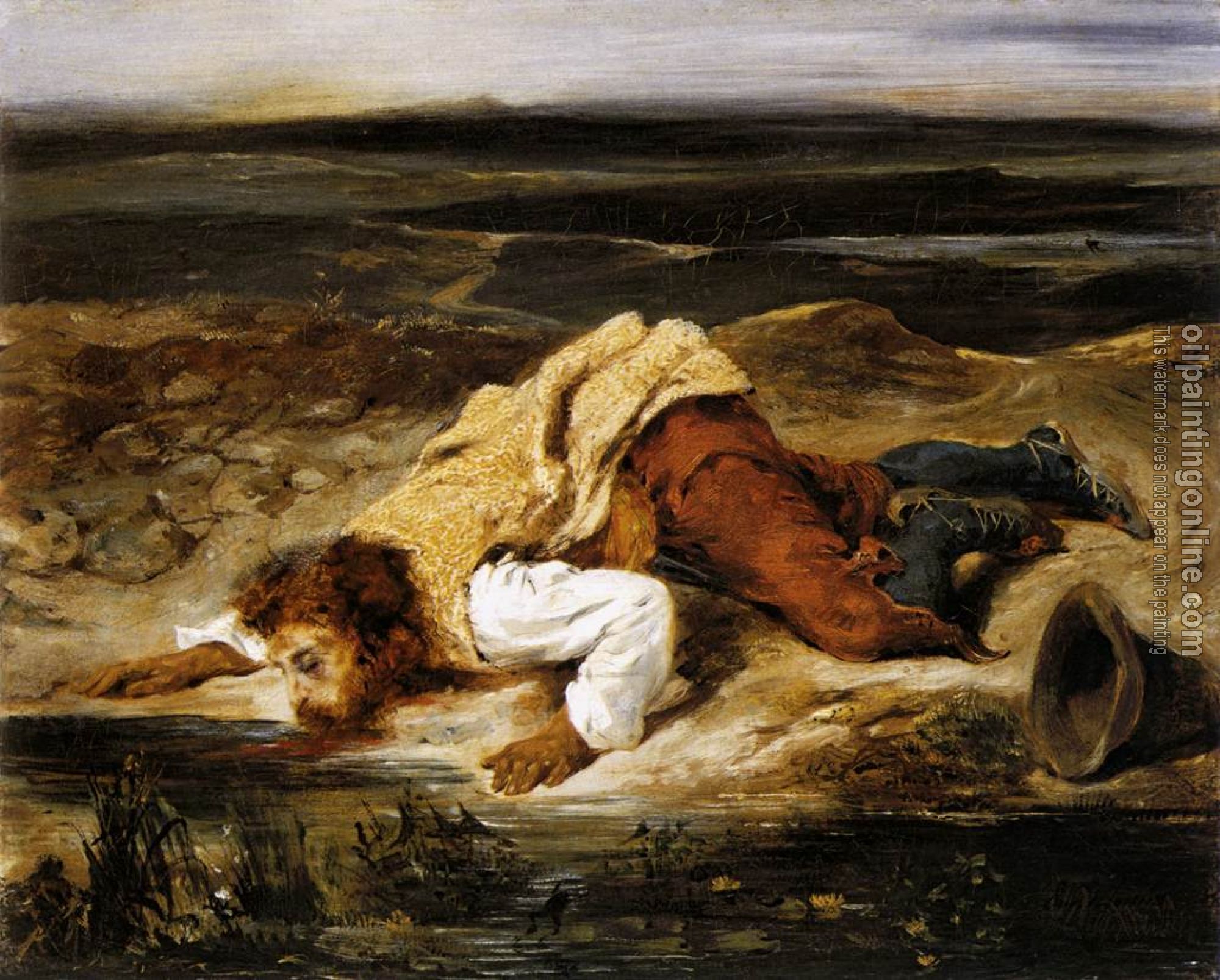 Delacroix, Eugene - A Mortally Wounded Brigand Quenches his Thirst